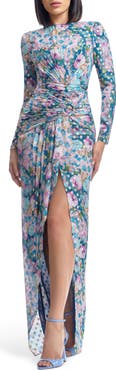 Dress the Population Romera Metallic Floral Print Gown