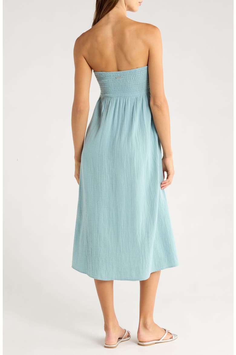 Off the Coast Smocked Bodice Cotton Midi Dress, Alternate, color, BLUE FOG