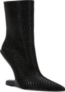 AZALEA WANG Glacielle Croc Embossed Heelless Bootie