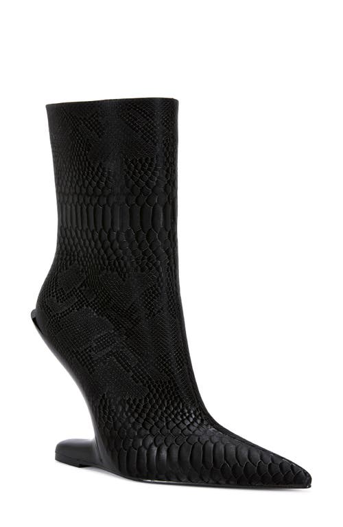 Azalea Wang Glacielle Croc Embossed Heelless Bootie In Black