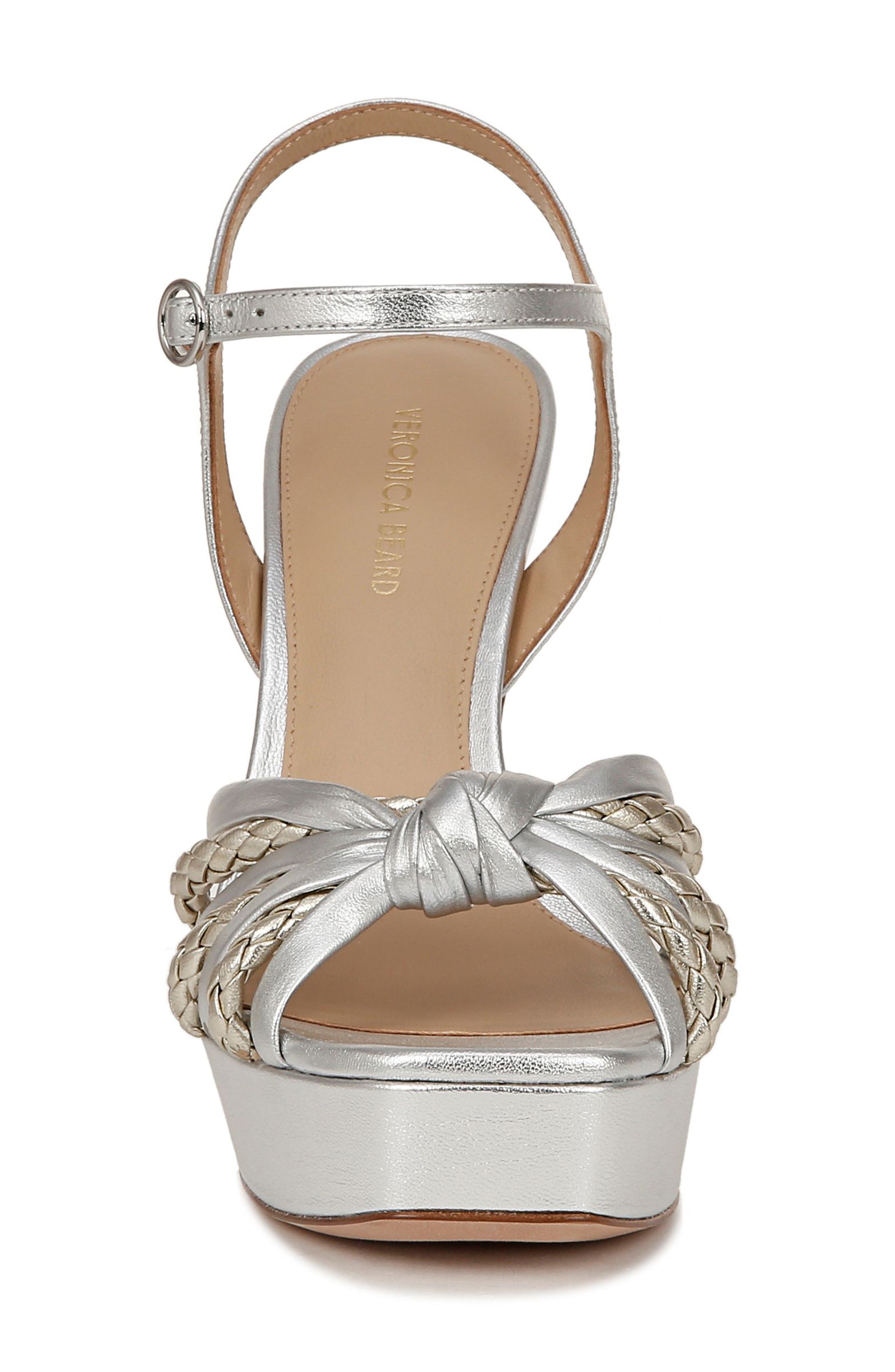 Veronica Beard Flavia Ankle Strap Platform Sandal, Alternate, color, Silver/ Platinum