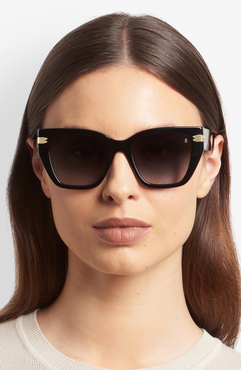 Stuart Weitzman 53mm Gradient Cat Eye Sunglasses, Alternate, color, Black