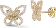SPHERA MILANO 14K Gold Plated Sterling Silver CZ Butterfly Stud Earrings