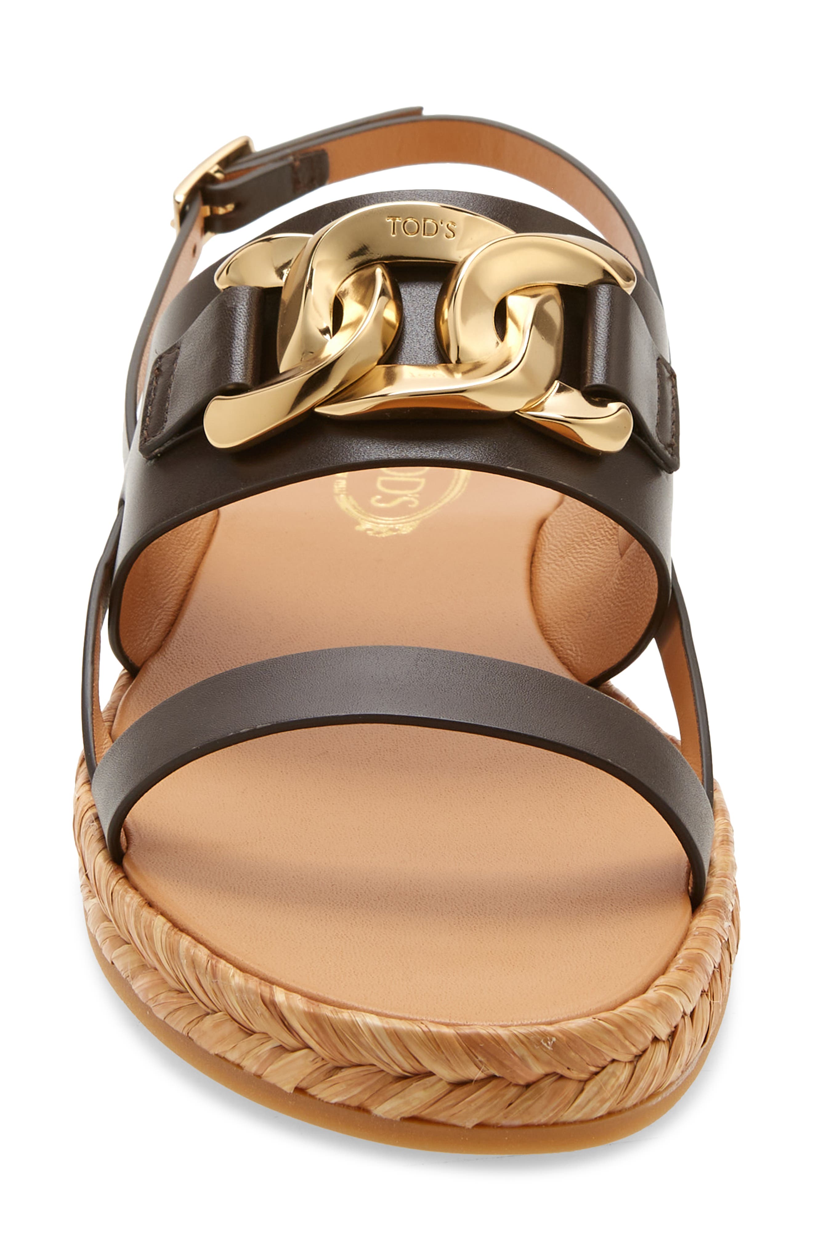 Tod's Chain Espadrille Platform Sandal, Alternate, color, 