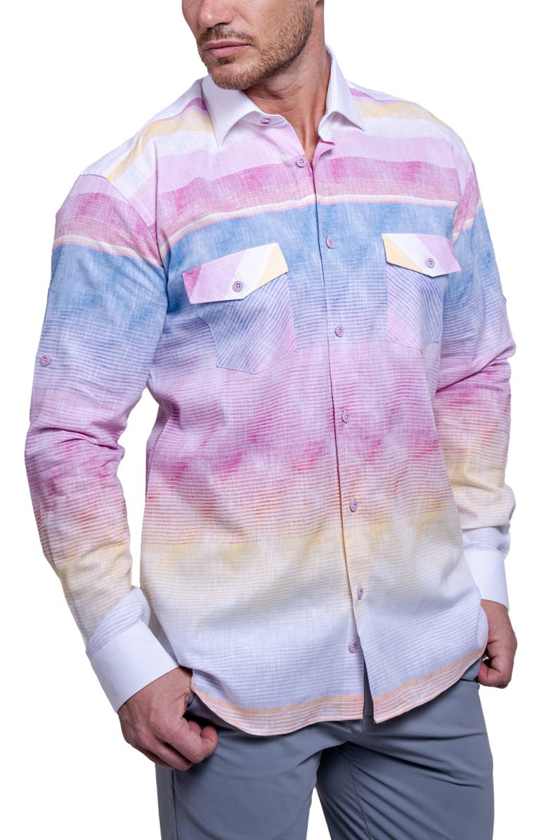 Maceoo Archimedes Resistance Contemporary Fit Button-Up Shirt, Alternate, color, Purple