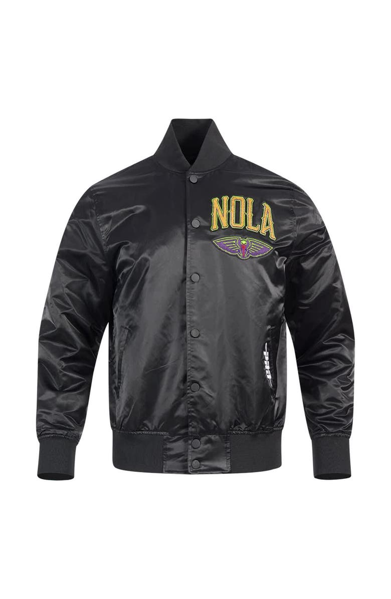 PRO STANDARD Men's Pro Standard Black New Orleans Pelicans 2024/25 City Edition Chenille Applique Satin Jacket, Alternate, color, 