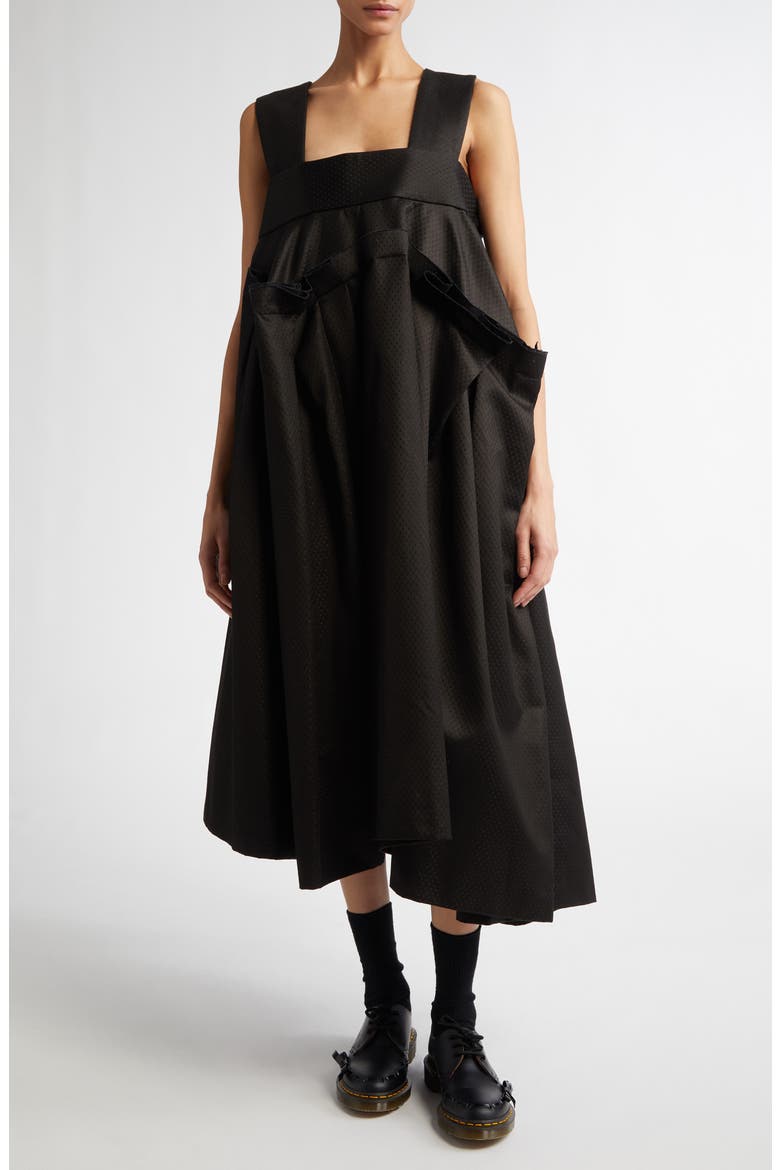 Dobby Dot Square Neck Dress, Main, color, BLACK