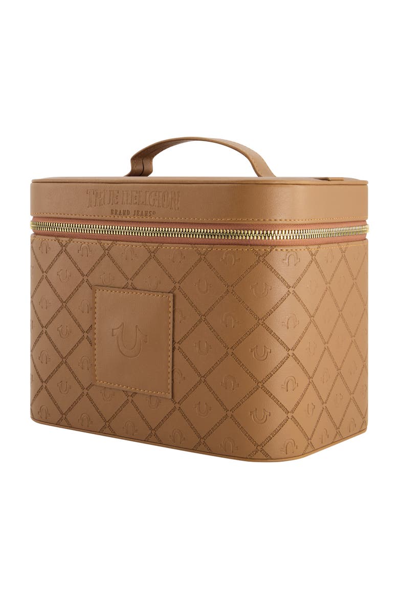 Large Cosmetic Case with Mirror, Alternate, color, BROWN