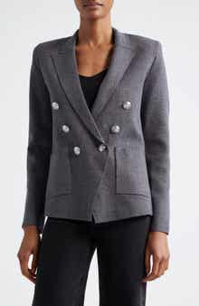 L'AGENCE Kenzie Metallic Double Breasted Knit Blazer
