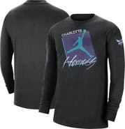 Jordan Brand Men's Jordan Brand Black Charlotte Hornets Courtside Max 90 Vintage Wash Statement Edition Long Sleeve T-Shirt