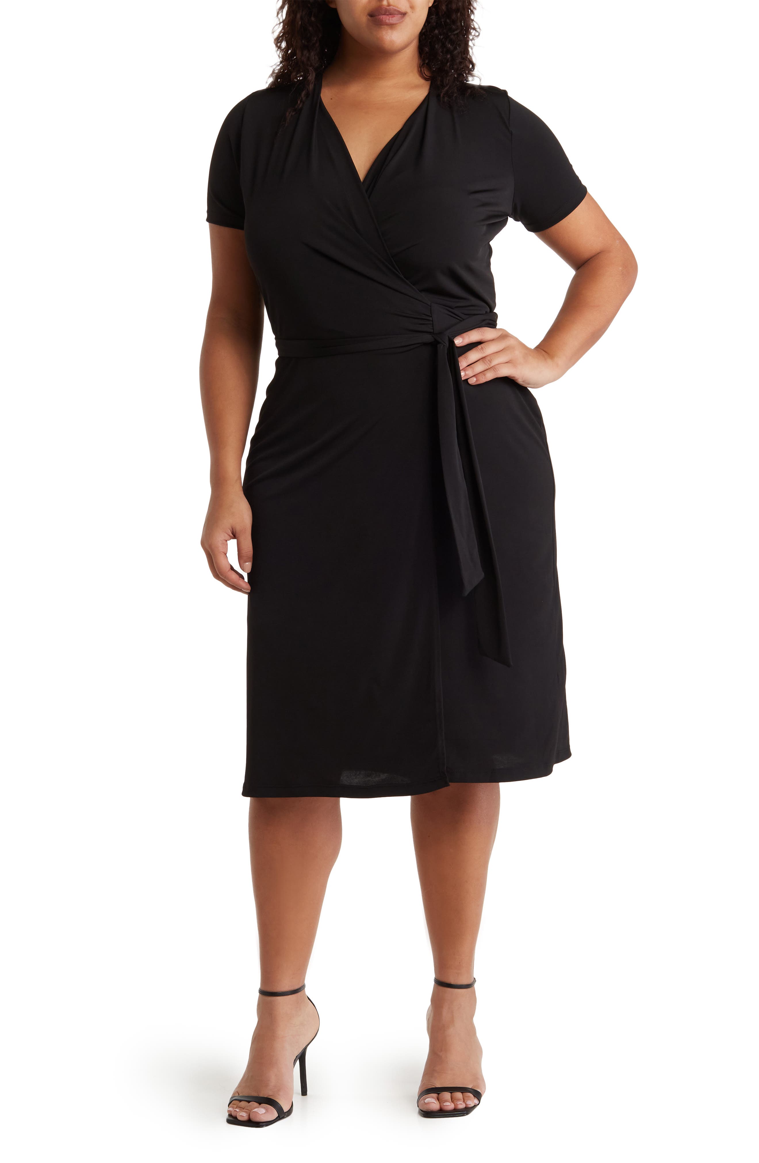Renee C Solid Jersey Wrap Dress