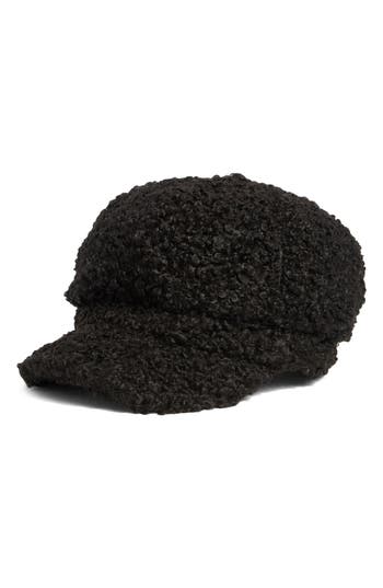 Vince Camuto Bouclé Newsboy Cap In Black