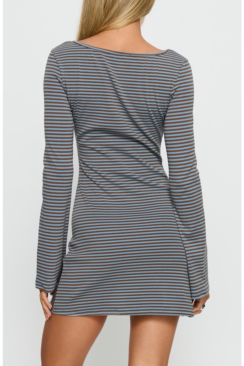 Bryanna Stripe Stretch Cotton Knit Minidress, Alternate, color, BLUE / BROWN