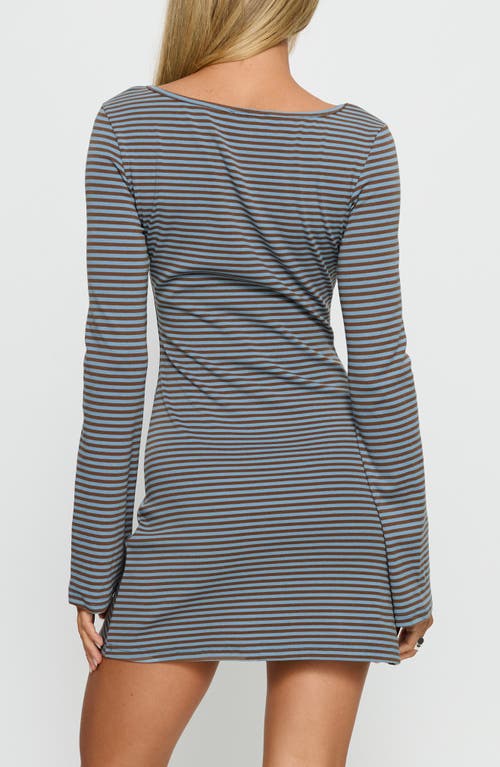 Princess Polly Bryanna Stripe Stretch Cotton Knit Minidress In Gray