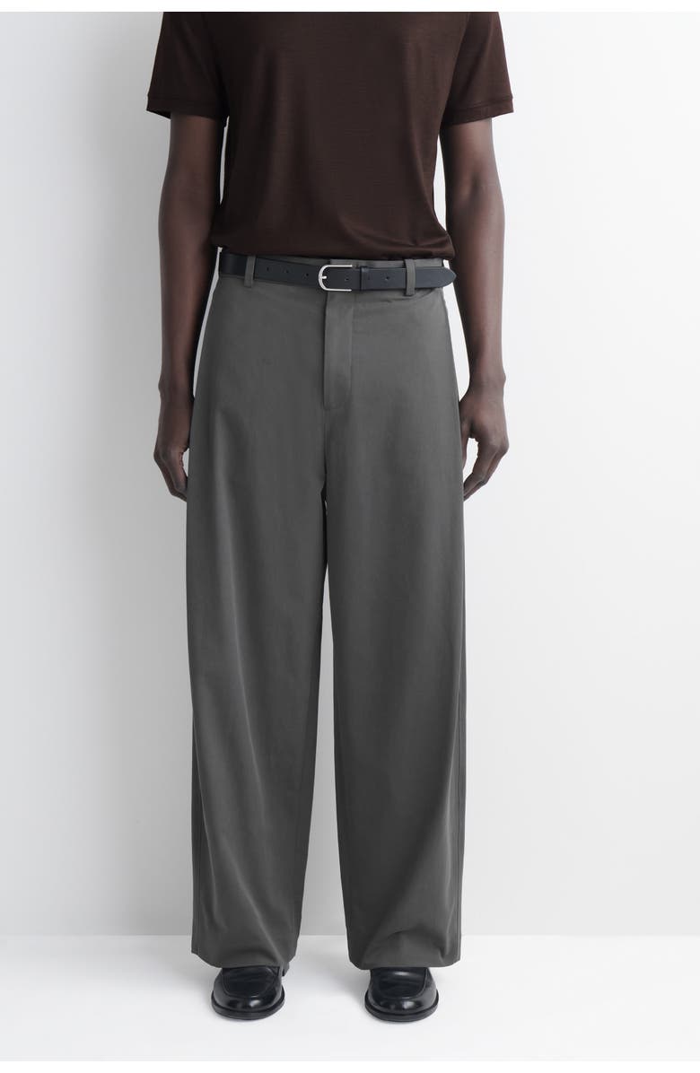 COS Wide-Leg Pleated Cotton Pants, Alternate, color, Gray