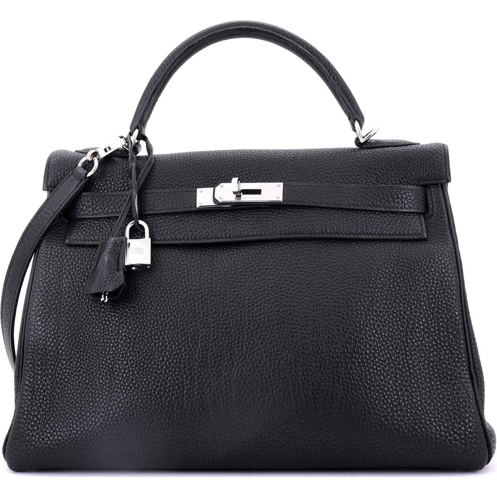 Pre-owned Hermes Hermes Kelly Handbag Black Togo With Palladium Hardware 32 In Black