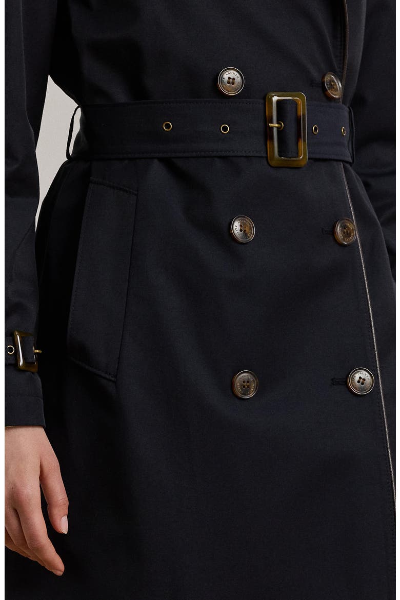 Double Breasted Belted Rain Coat, Alternate, color, NAVY