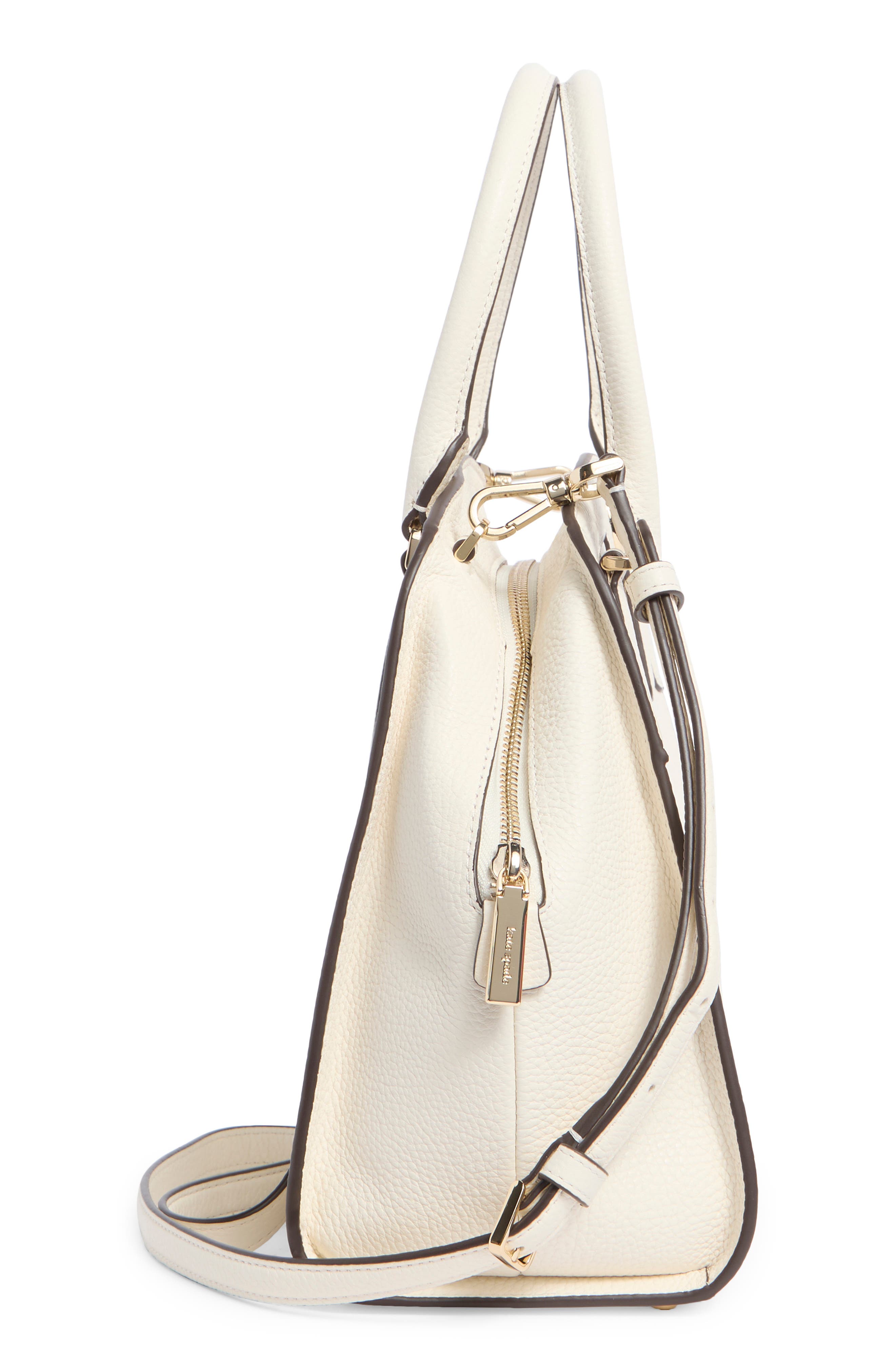 Kate Spade New York kyla pebble leather satchel bag, Alternate, color, Meringue