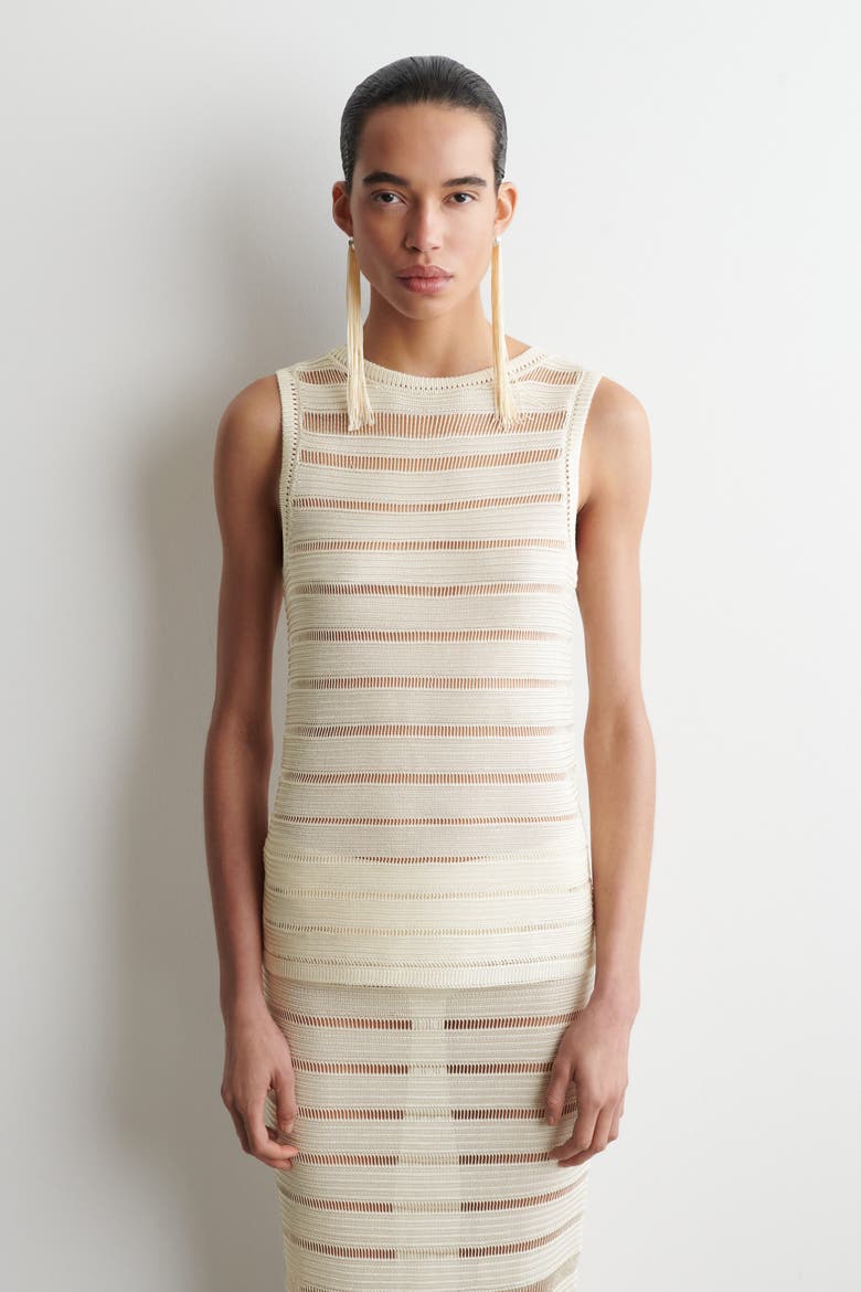 Ladder-stitch Knitted Top, Main, color, CREAM