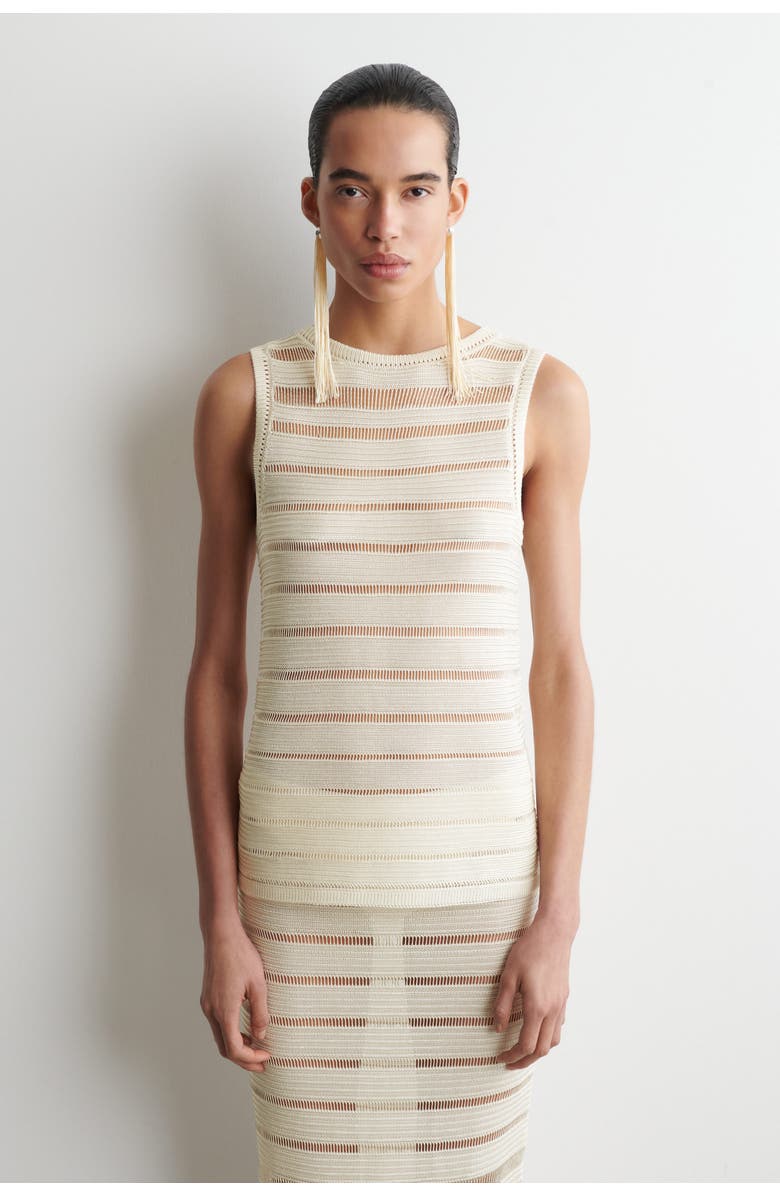 COS Ladder-stitch Knitted Top, Main, color, Cream