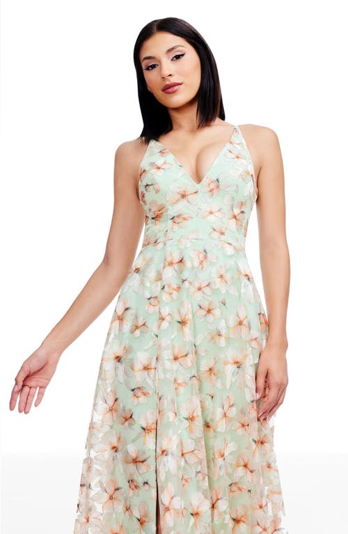 DRESS THE POPULATION DRESS THE POPULATION ALYSSA EMBROIDERED FLORAL GOWN