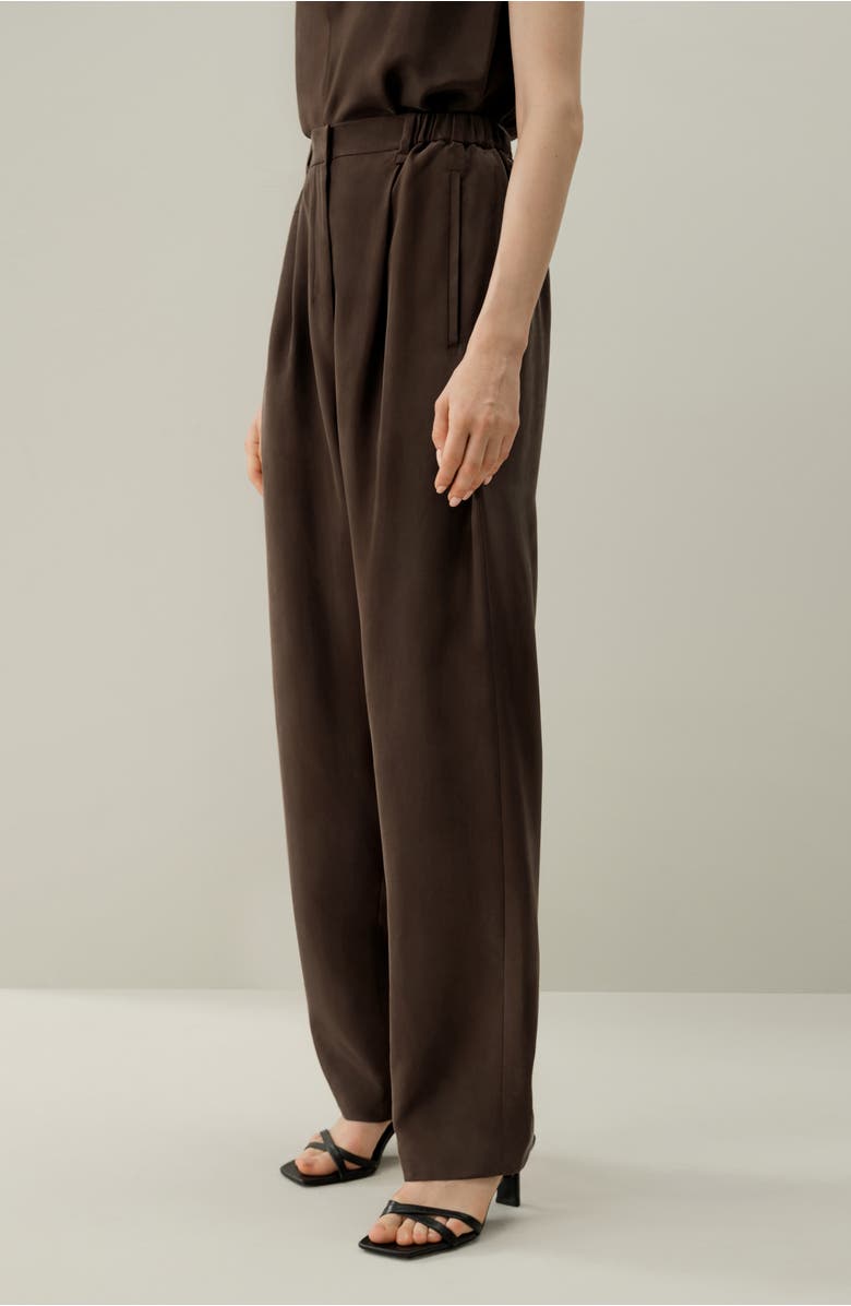 Lilysilk Sand-Washed Silk Habotai Barrel Pant, Alternate, color, Toffee