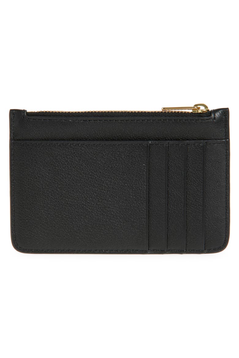 Leather Zip Card Holder, Alternate, color, BLACK