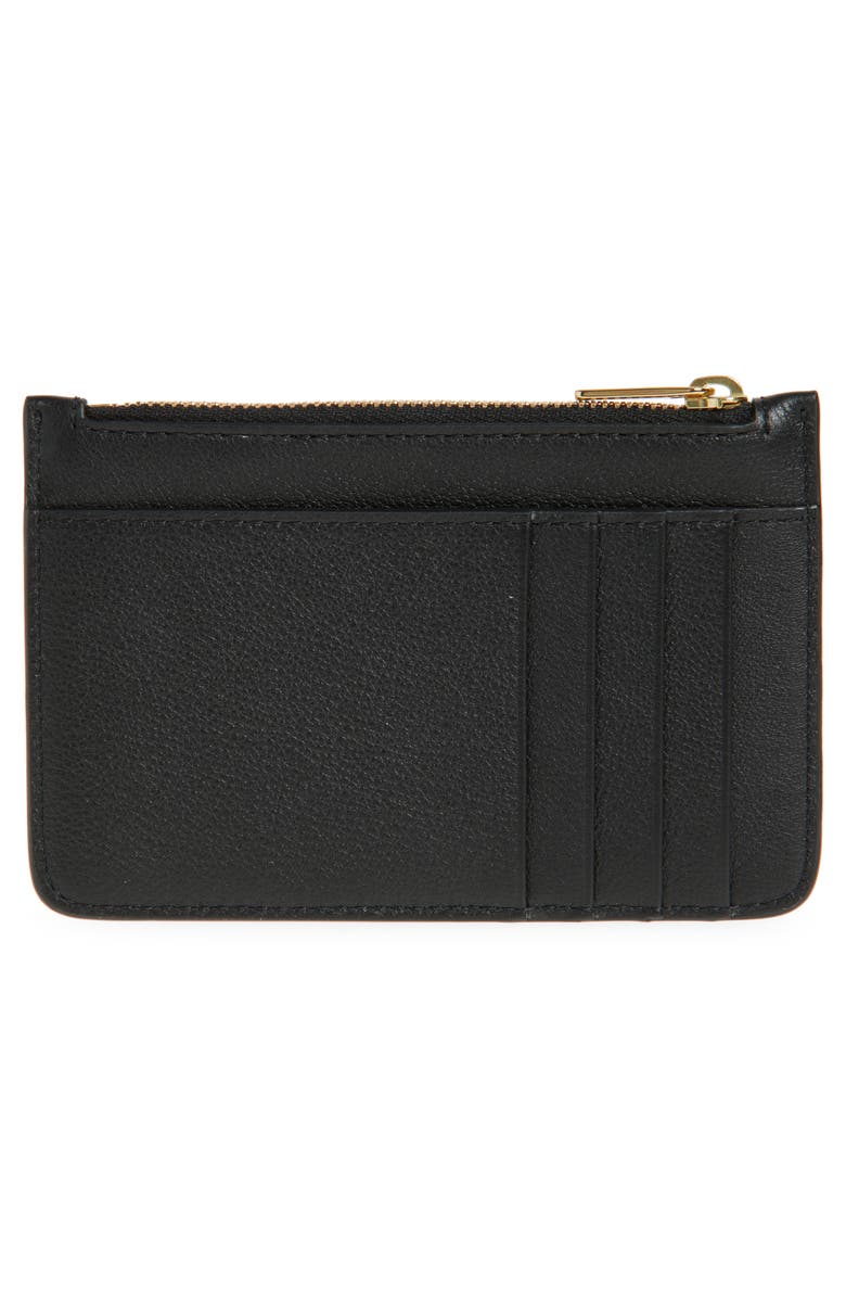 Mansur Gavriel Leather Zip Card Holder, Alternate, color, Black