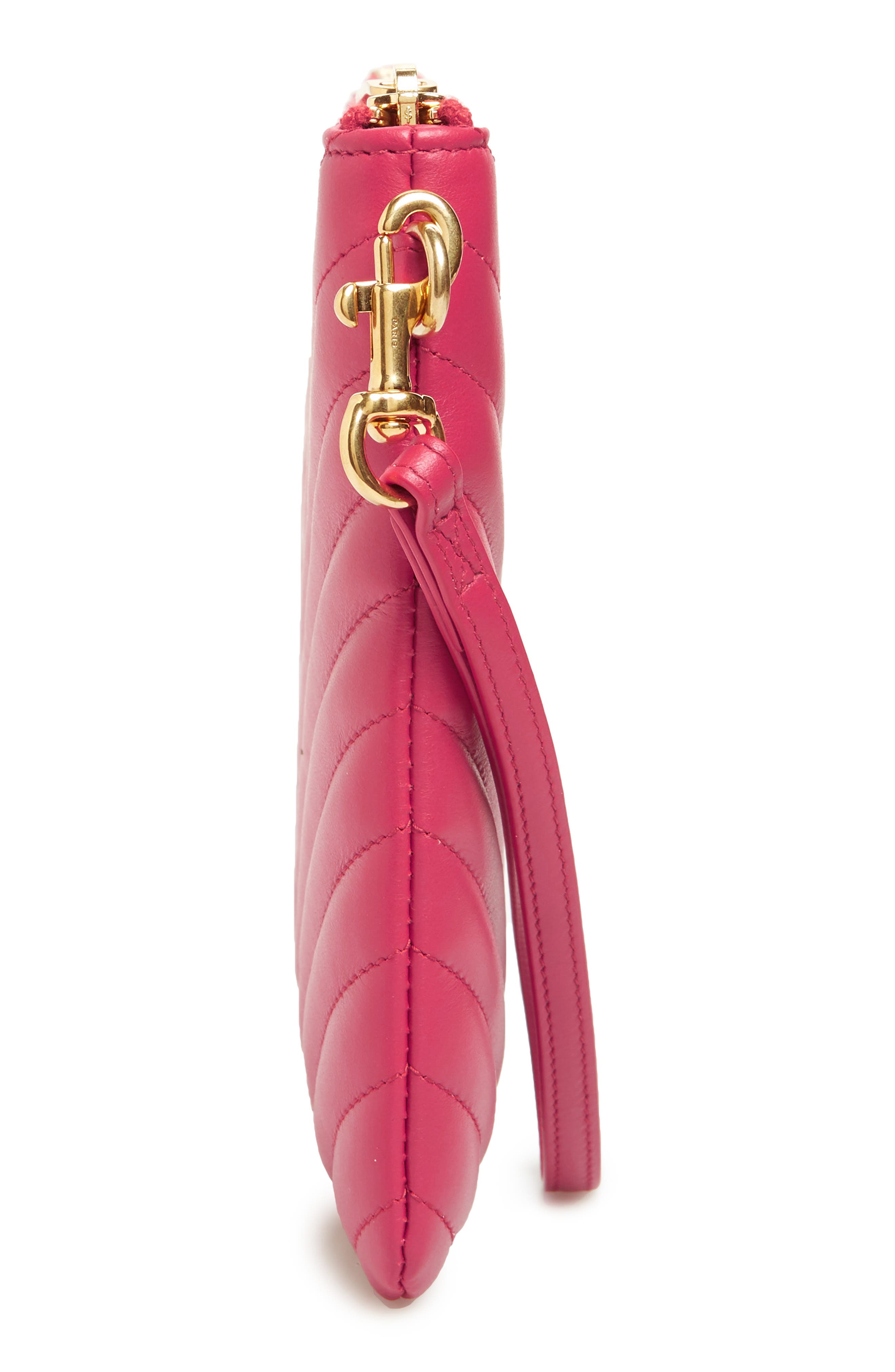 Saint Laurent 'Small Monogram' Print Leather Wristlet, Alternate, color, 