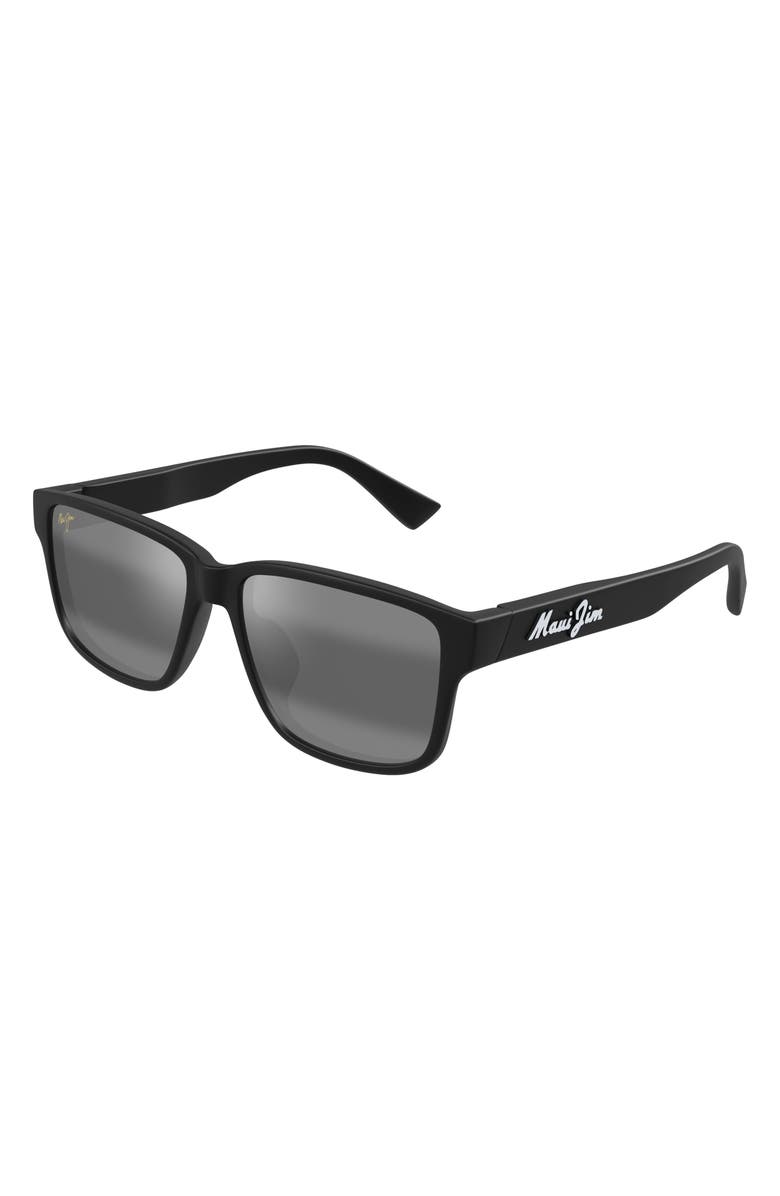 Maui Jim 58mm PolarizedPlus2<sup>®</sup> Rectangular Sunglasses, Alternate, color, Matte Black/ Neutral Grey