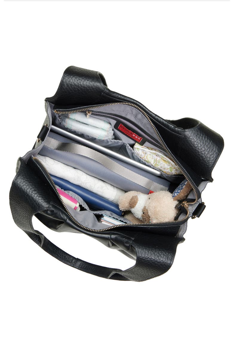 Kaia Leather Convertible Diaper Bag, Alternate, color, BLACK