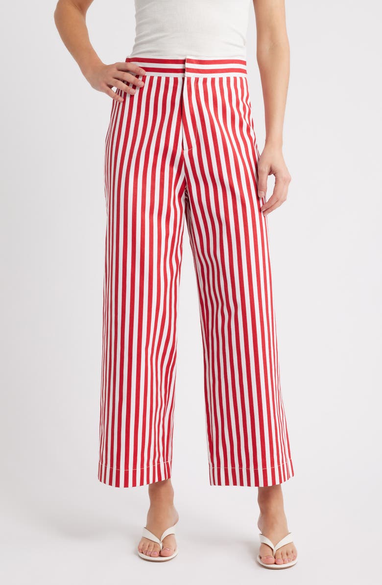 French Connection Keller Stripe Wide Leg Pants, Main, color, 60-Crimson Red