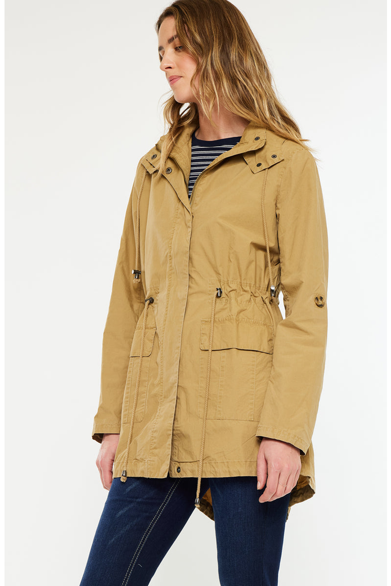 Tarsier Cotton Drawstring Utility Parka Jacket, Alternate, color, Tan