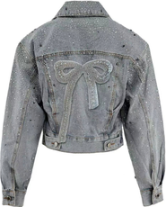 Lola + The Boys Crystal Bow Denim Jacket