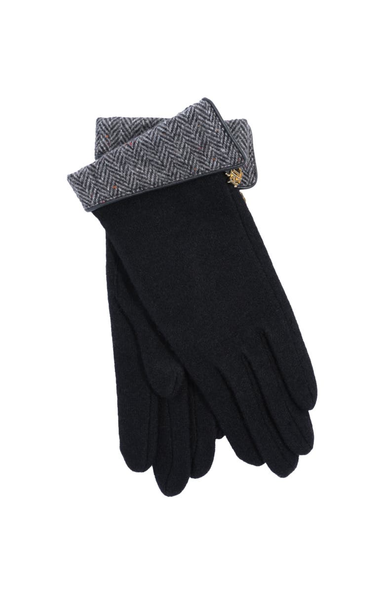 Lauren Ralph Lauren Pattern Cuff Glove With Logo Charm, Main, color, Black