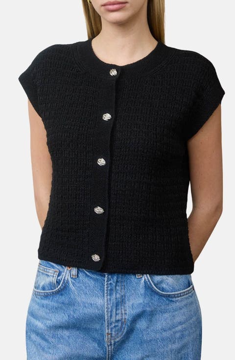 Cap Sleeve Button Front Cardigan