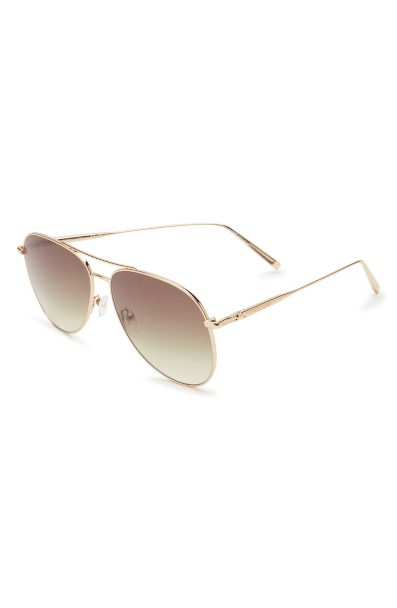 Longchamp 59mm Classic Aviator Gradient Sunglasses, Alternate, color, Gold/ Khaki