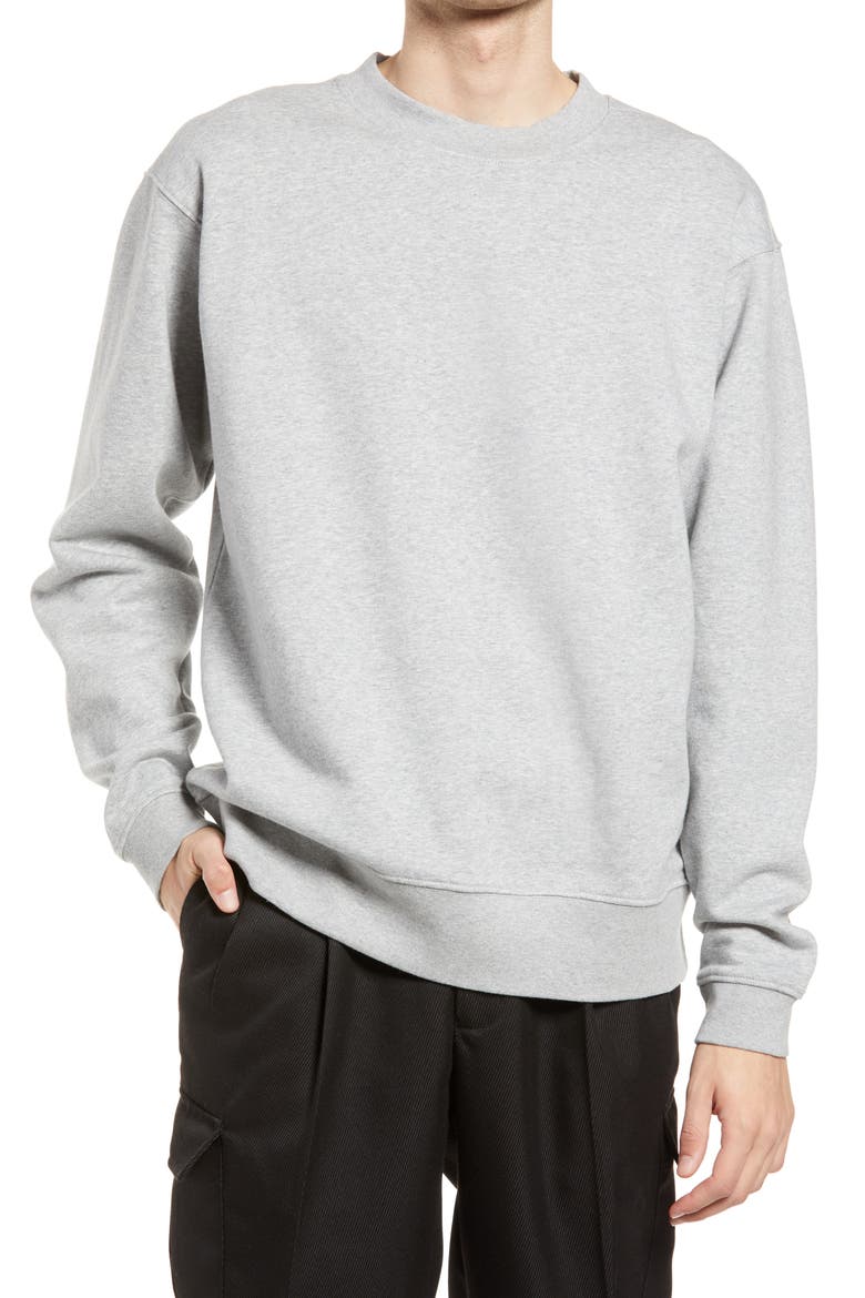 Unisex Fleece Crewneck Sweatshirt, Main, color, GREY HEATHER