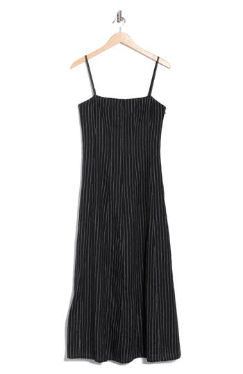 Rag & Bone Bianca Pinstripe Midi Dress In Black