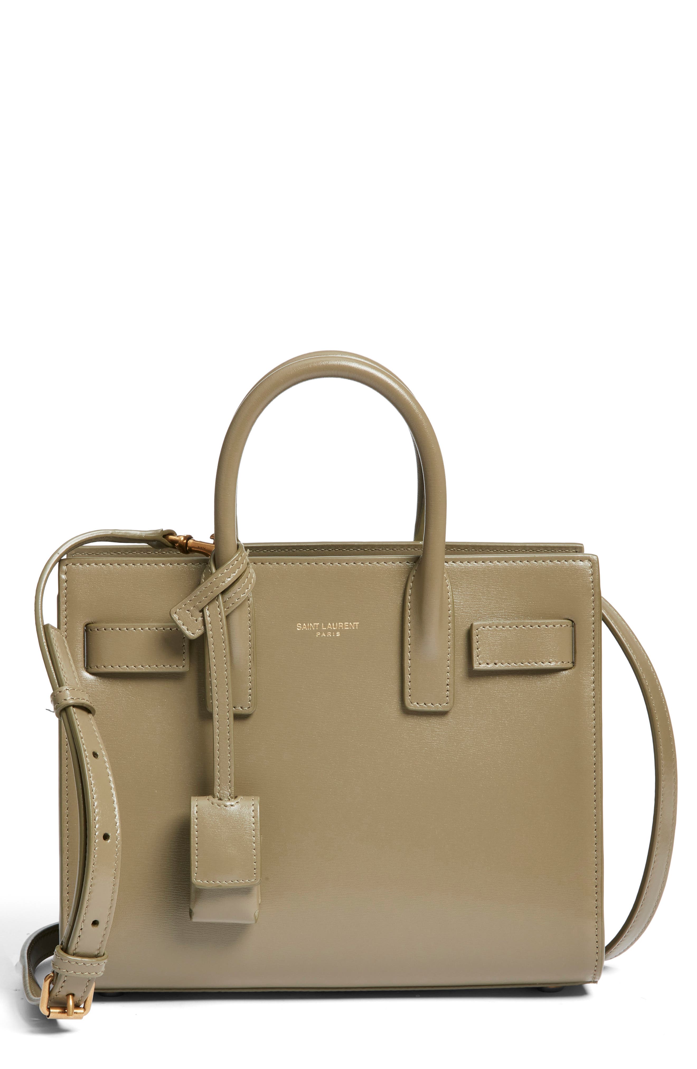 Saint Laurent Nano Sac de Jour Leather Tote, Main, color, Strong Moss