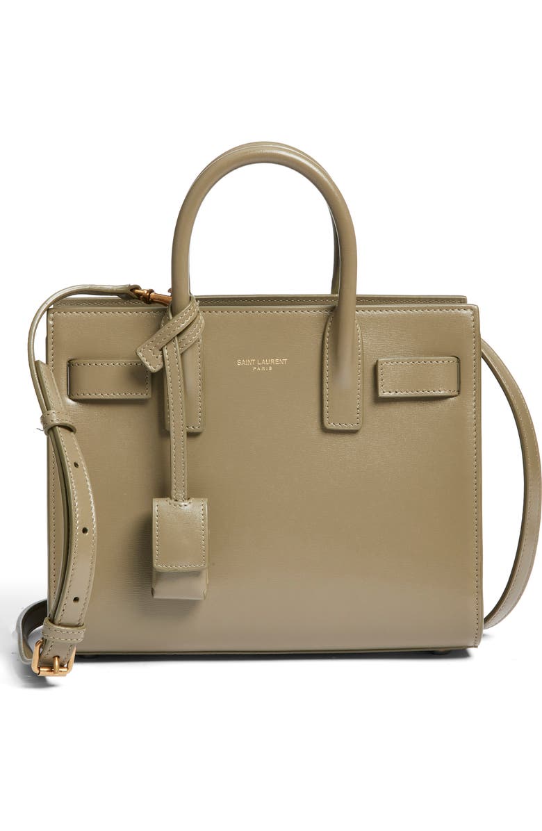 Saint Laurent Nano Sac de Jour Leather Tote, Main, color, Strong Moss