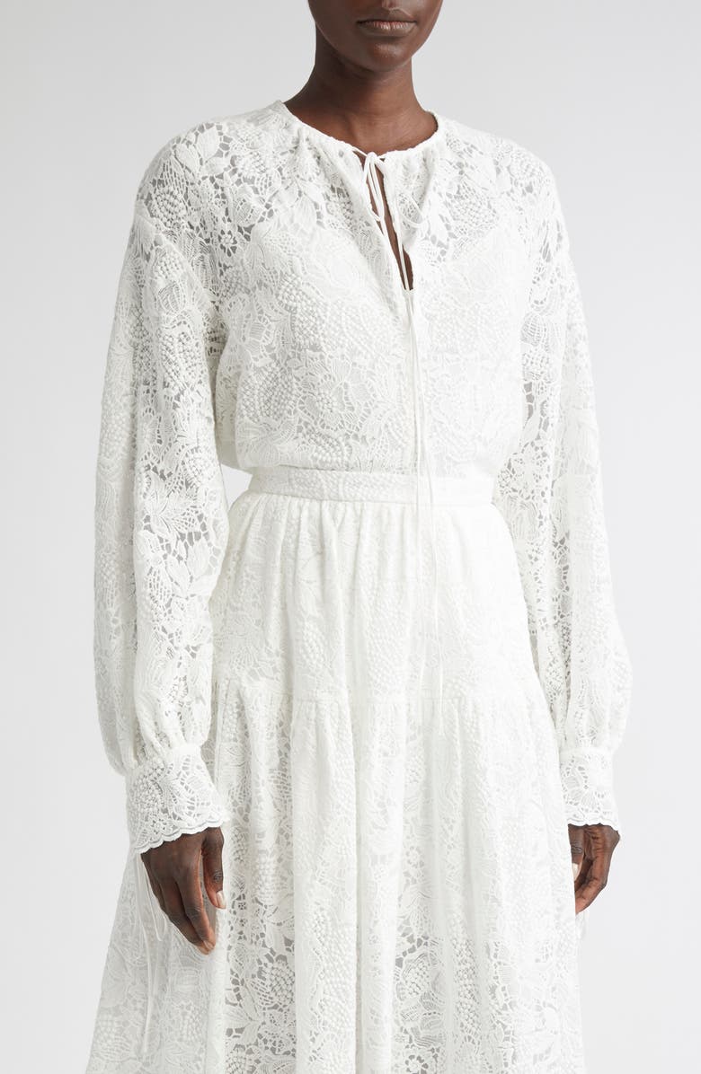 Erdem Long Sleeve Lace Top, Main, color, Ivory