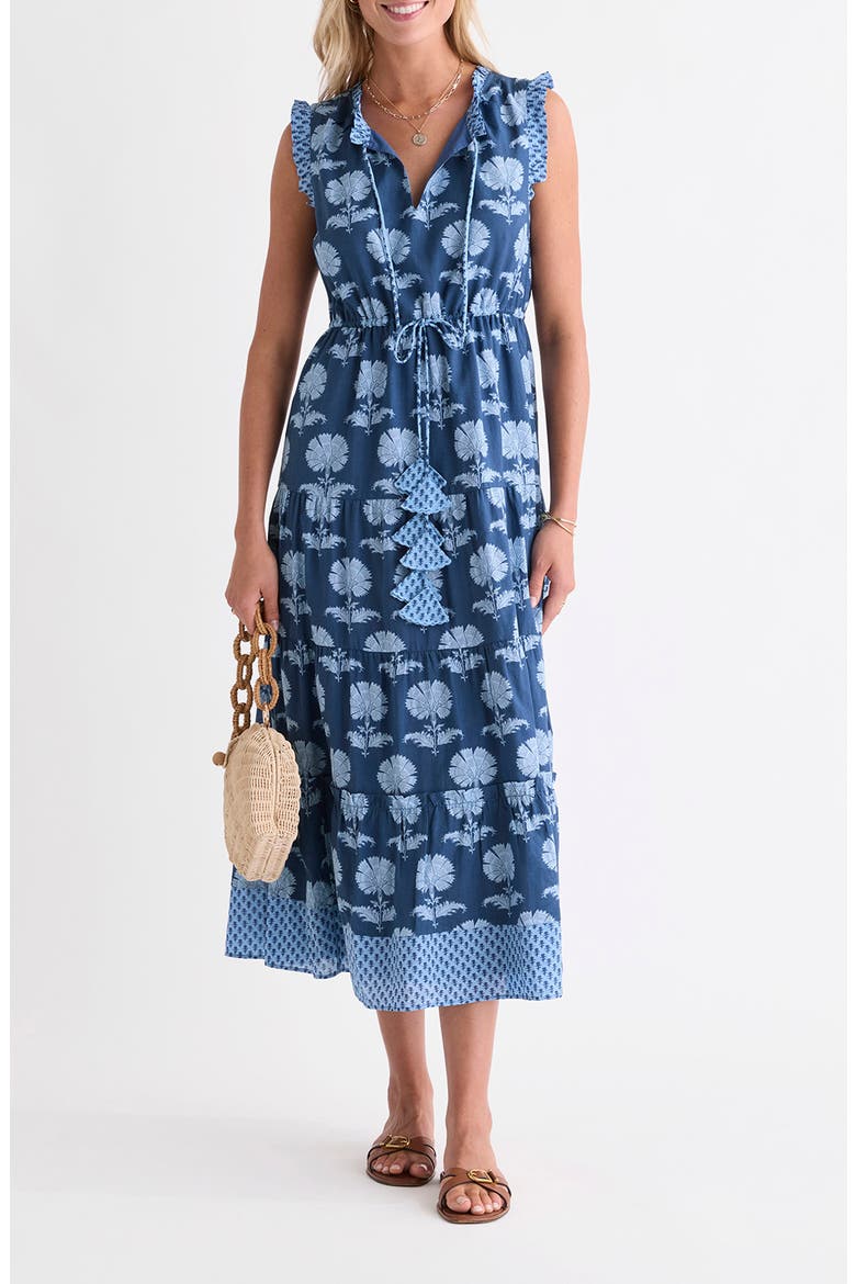 Abigail Print Tie Waist Sleeveless Dress, Main, color, QUINN FLORAL MOON