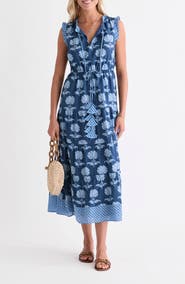 vineyard vines Abigail Print Tie Waist Sleeveless Dress