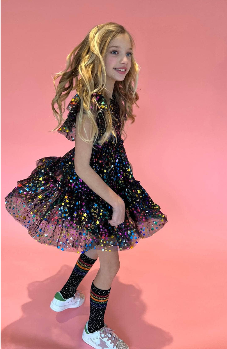Lola + The Boys Shining Rainbow Star Tulle Dress, Alternate, color, Multicolor