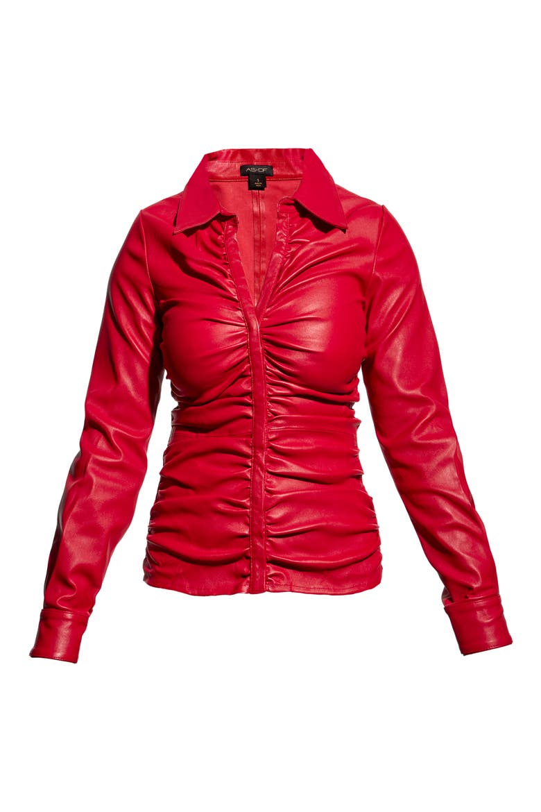 Rouge Stretch Leather Blouse, Alternate, color, COCO RED