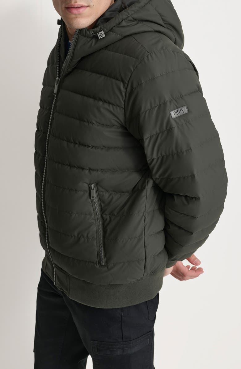 DKNY Rubberized Front Zip Puffer Jacket, Alternate, color, Dark Olive