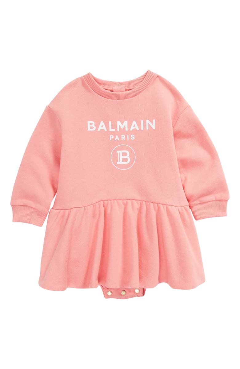 Balmain Logo Graphic Sweatshirt Dress, Main, color, 