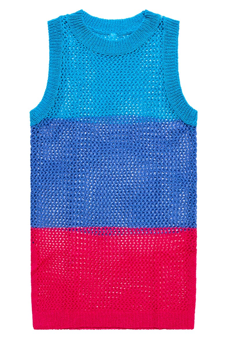 Kids' Colorblock Open Stitch Cover-Up Sundress, Main, color, BLUE MULTI