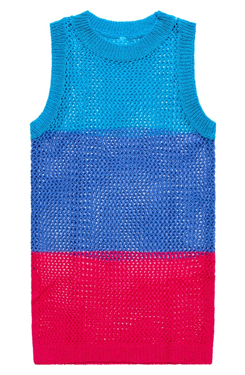 Beach Lingo Kids' Colorblock Open Stitch Cover-Up Sundress, Main, color, Blue Multi